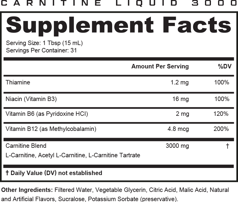 Liquid L-Carnitine 3000mg - Supports Weight Management